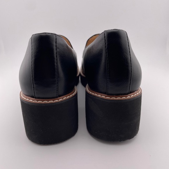 NATURALIZER Black Leather Darry Lug Sole Heeled Loafers Women's Shoes Size 8.5M - Picture 6 of 10